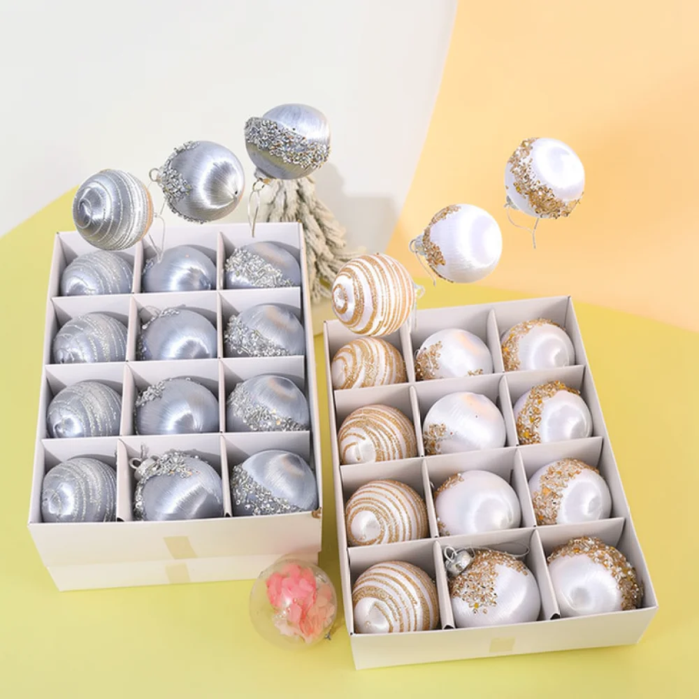 Christmas Decoration Thread Balls Holiday Tree Ornaments Home Party Hanging Pendant Festive Supplies Elegant Bauble Decor