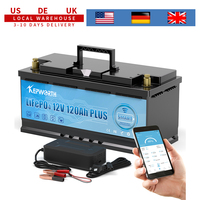 KEPWORTH 12V 120Ah LiFePO4 Battery, Build in120A Bluetooth BMS, Perfect Replacement for Lead-Acid Batteries for Caravans