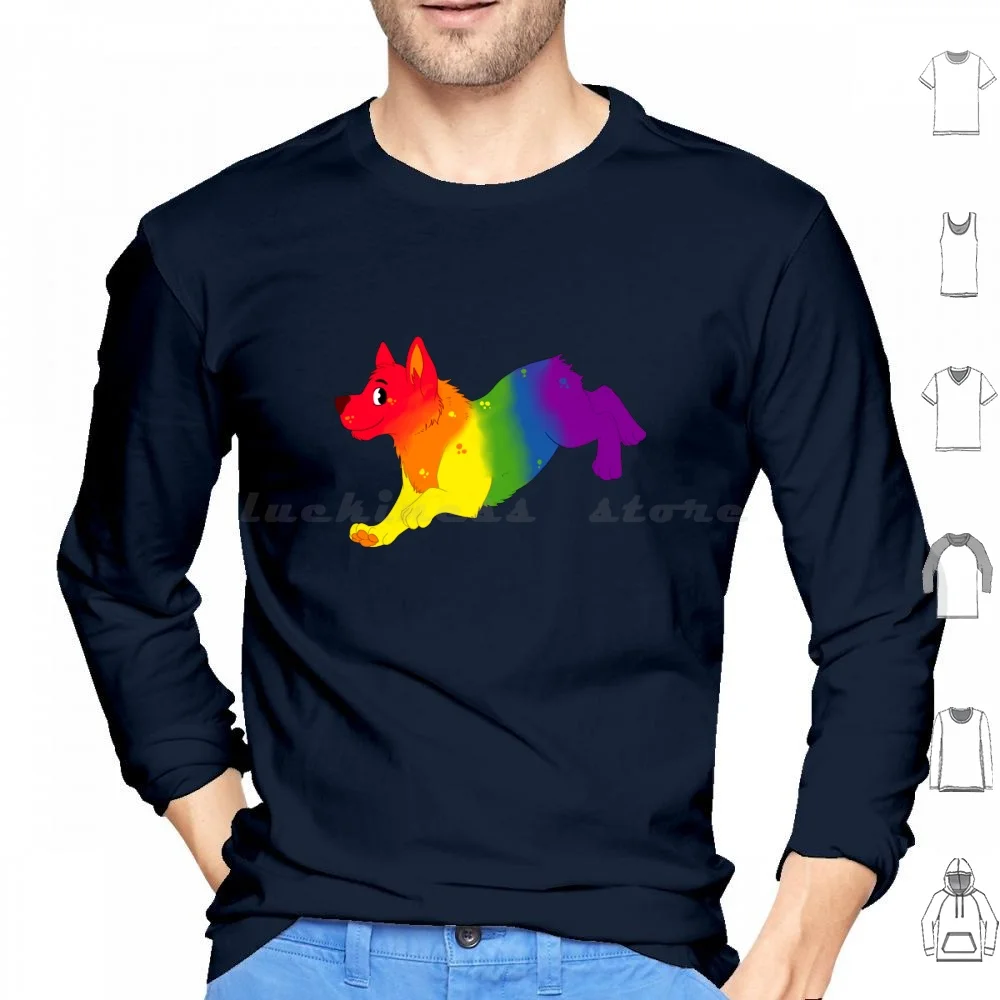 Rainbow Corgi Hoodies Long Sleeve Dog Rainbow Pride Month Corgi Puppy