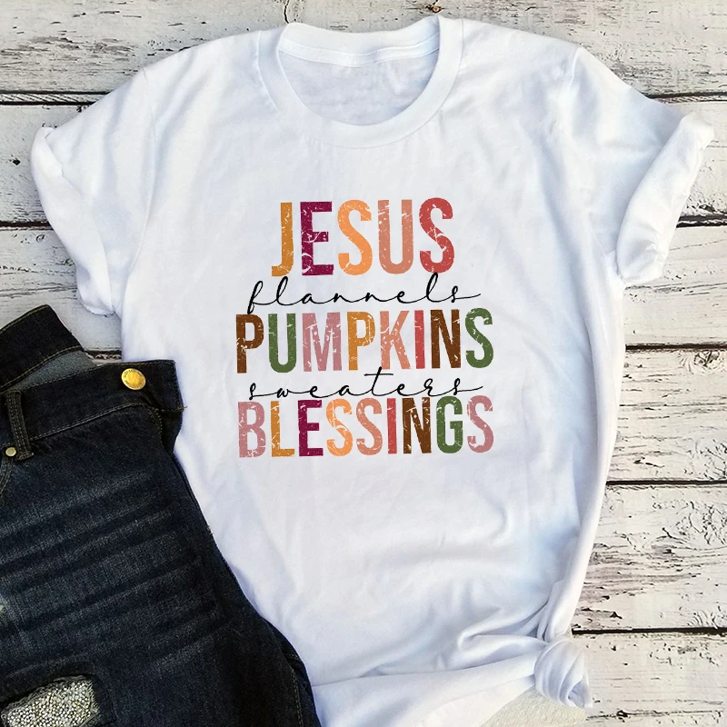 

Jesus Pumpkins Shirt Autumn Faith Shirts for Women Jesus Fall Season T-Shirt Womens Aesthetic Graphic T Shirts m