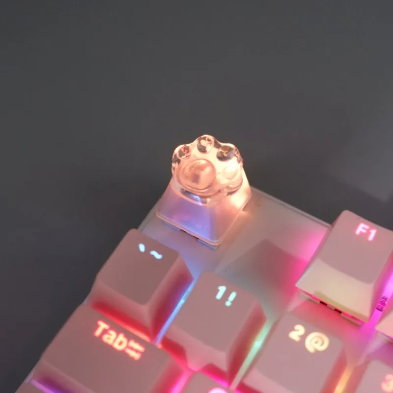 Anime cartoon transparent cat claw love keycap three-dimensional pink gift decoration cute ESC key mechanical keyboard