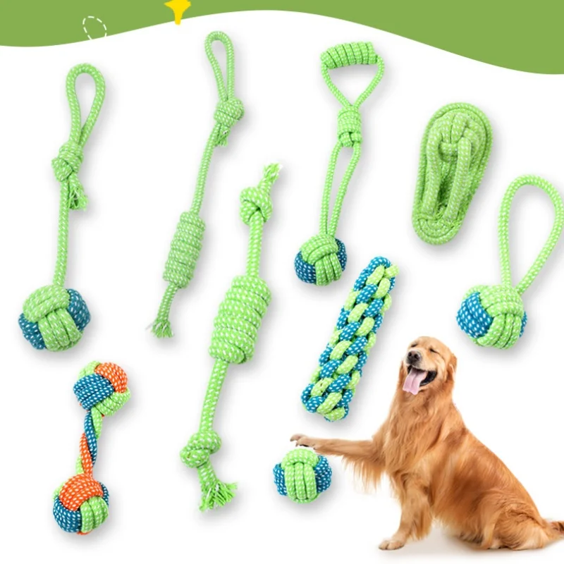 Interactive Cotton rope set pet toys Puppy Rope Tug Toys Handmade Braided Dog Rope Knot Toy multi colors Dog Tug-of-War chew toy