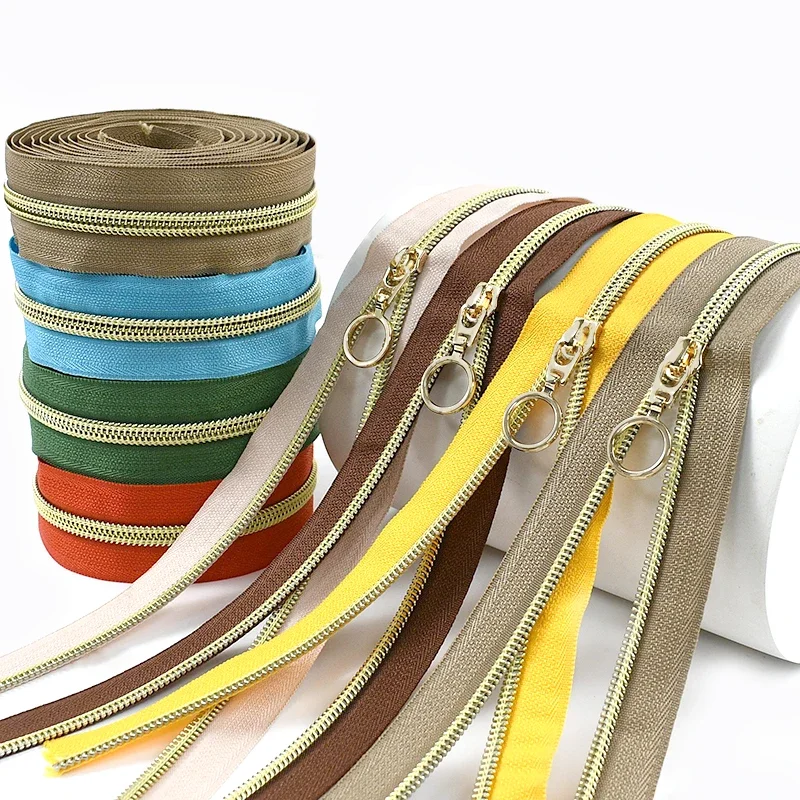 

5# 1-10M Nylon Zipper Tape with 10Pcs Slider for Sewing Garment Bag Closure Zip Decor Clothes Zippers Repair Kit DIY Accessories