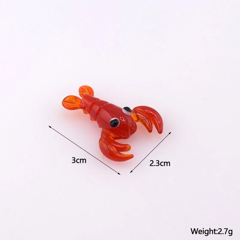 2pcs Aquarium Red Lobster Lampwork Glass Beads Cute Ocean Animal Spacer Beads For Bracelet DIY Jewelry Make