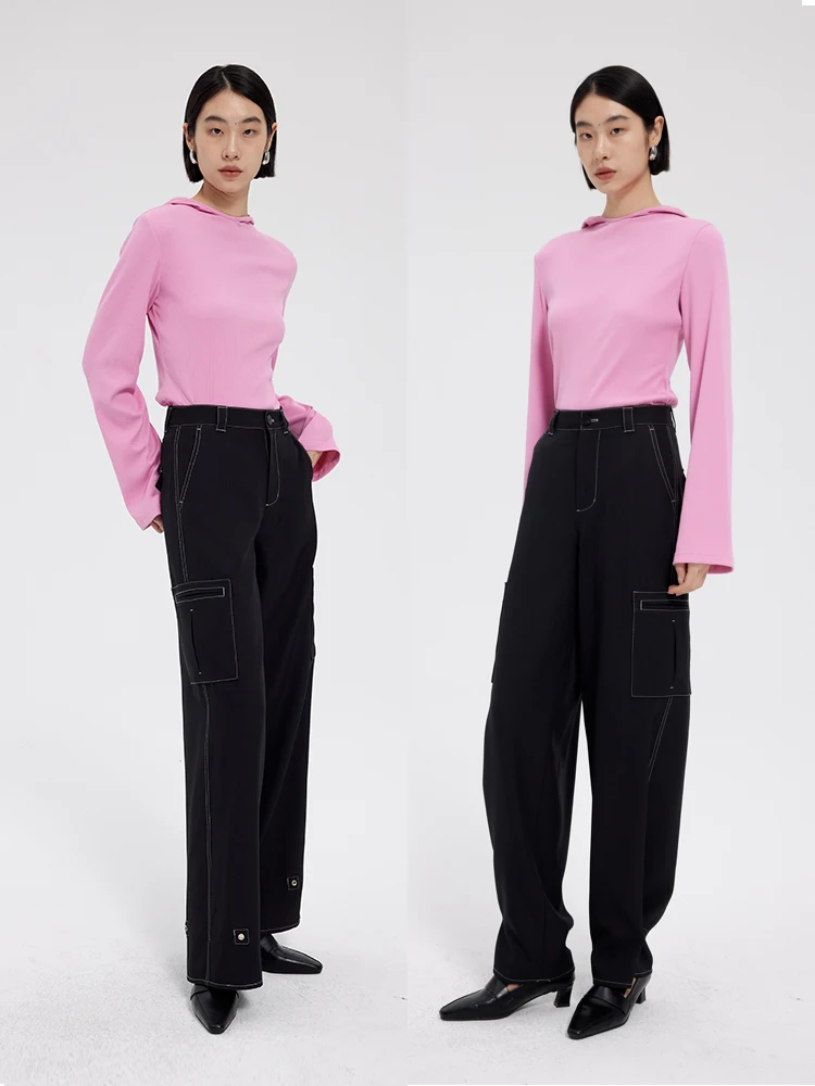 

Женские брюки из ткани TR с защитой от морщин, прямого кроя, для работы и повседневной носки, универсальные, без этикетки, из смесовой цветной пряжи