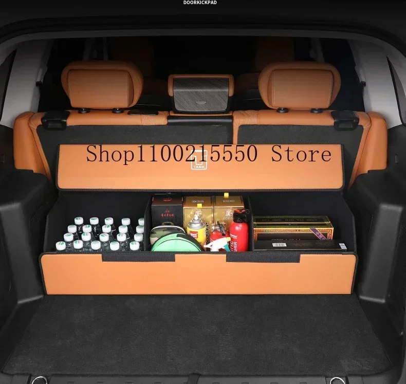 Car Folding Storage Box Off-road Leather Trunk Storage Box Interior Decoration Modification Fit For Tank 500 Hi4-T 2023 2024