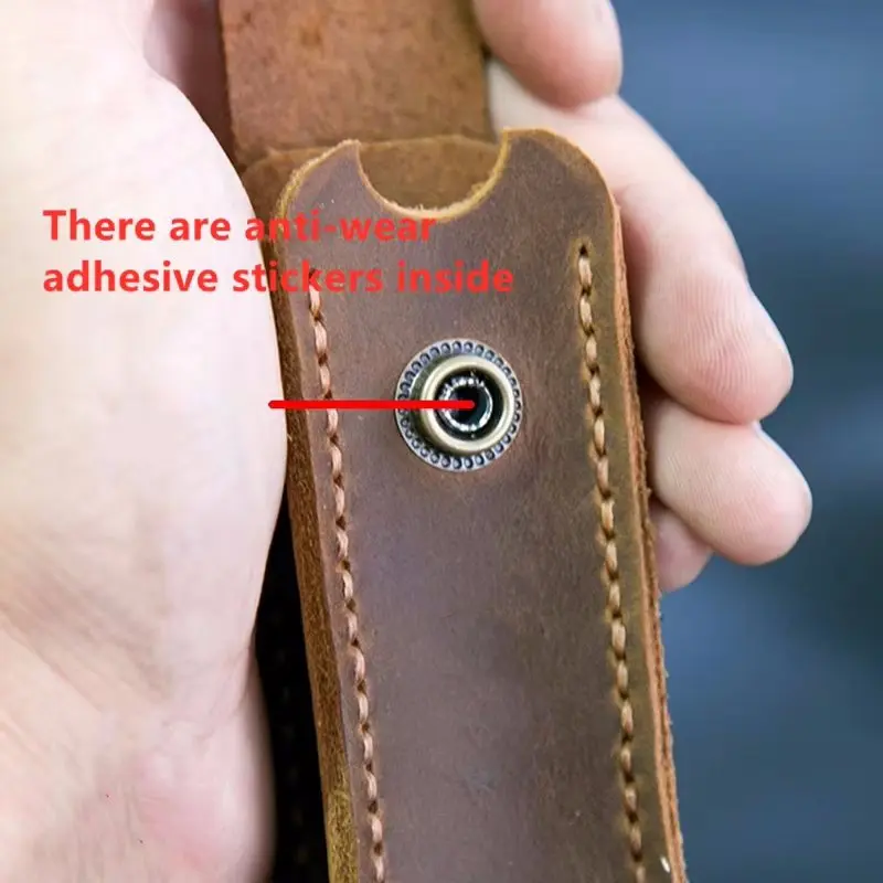 Hand-stitched Cowhide Case  Leather Cover Scabbard For 58/84/91/111MM Tactics Folding Tool Shell Password Wigo happiest