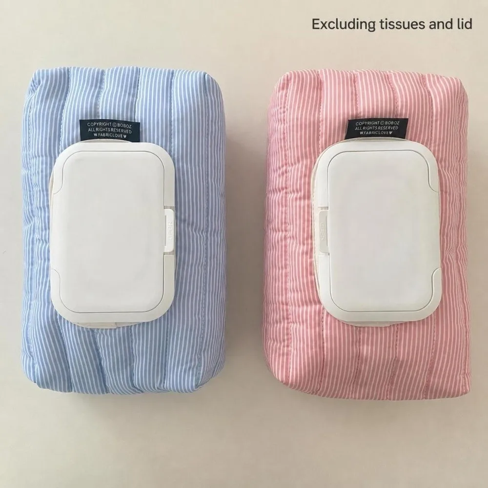 High Quality Striped Quilted Wet Wipe Pouch Portable Multipurpose Tissue Bag Pull Out Wet Tissue Case Living Room Organizer