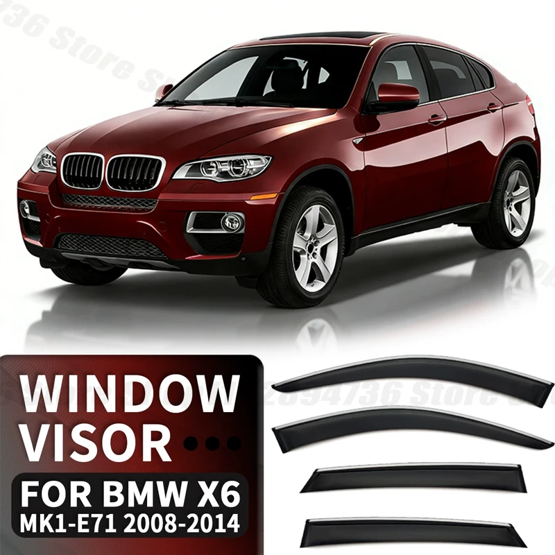 Window Visors For BMW X6 MK1-E71 2008-2014 4pcs Side Window Rain Guard Wind Deflector Vent Visor for Car Windows