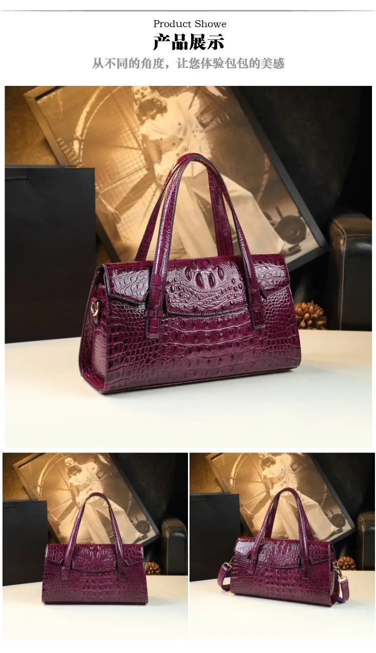 Damentasche mit Krokodilmuster 2026 Neuer Stil Messenger-Tasche Hochwertige Boston Pillow Bag Luxuriöse Leder-Schultertasche – Detail 13
