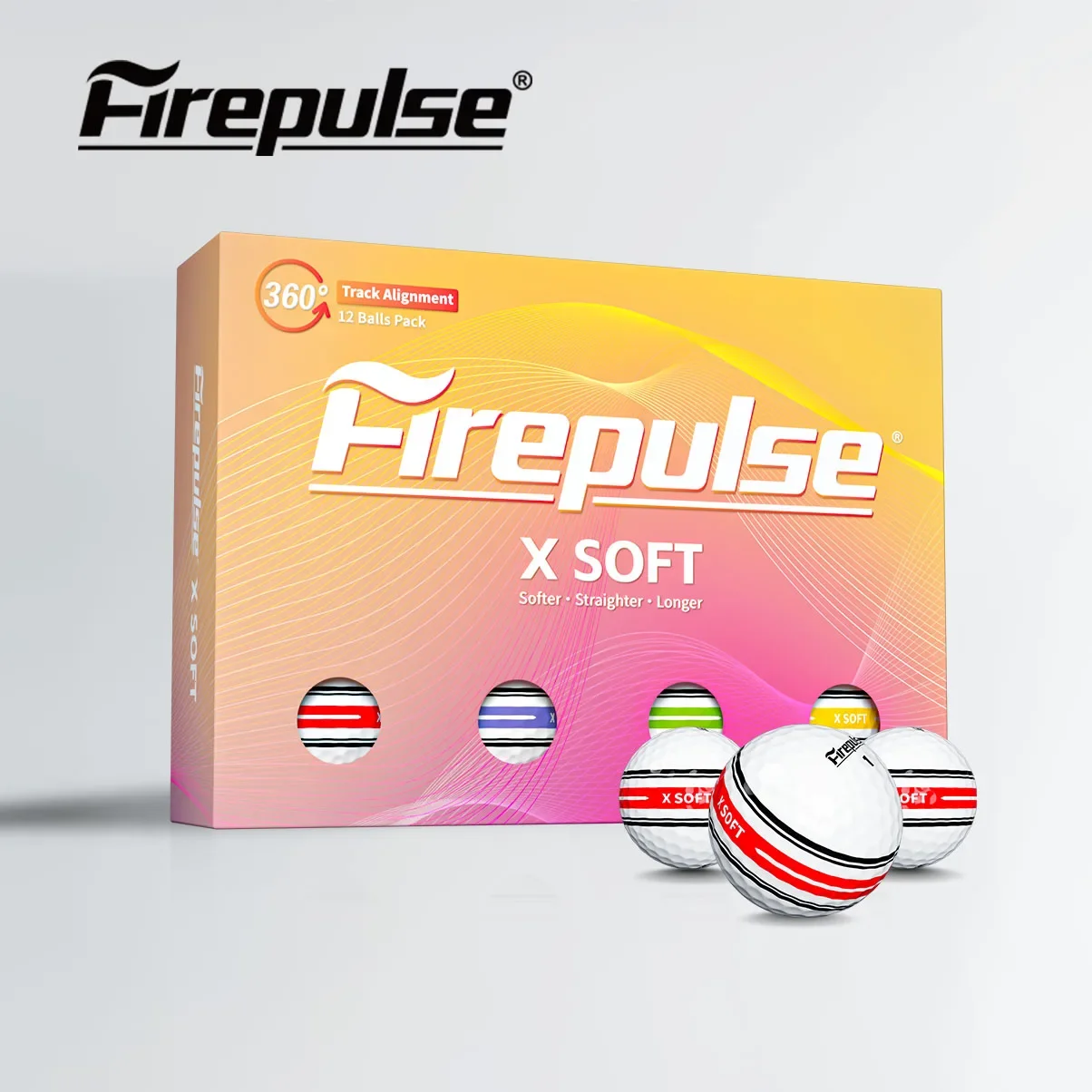 Firepulse 2-Piece Golf Ball 352 Dimples Long Distance High Rebound Soft Feel Durable Cover 12Pcs Pack for Low Swing Speed Golfer