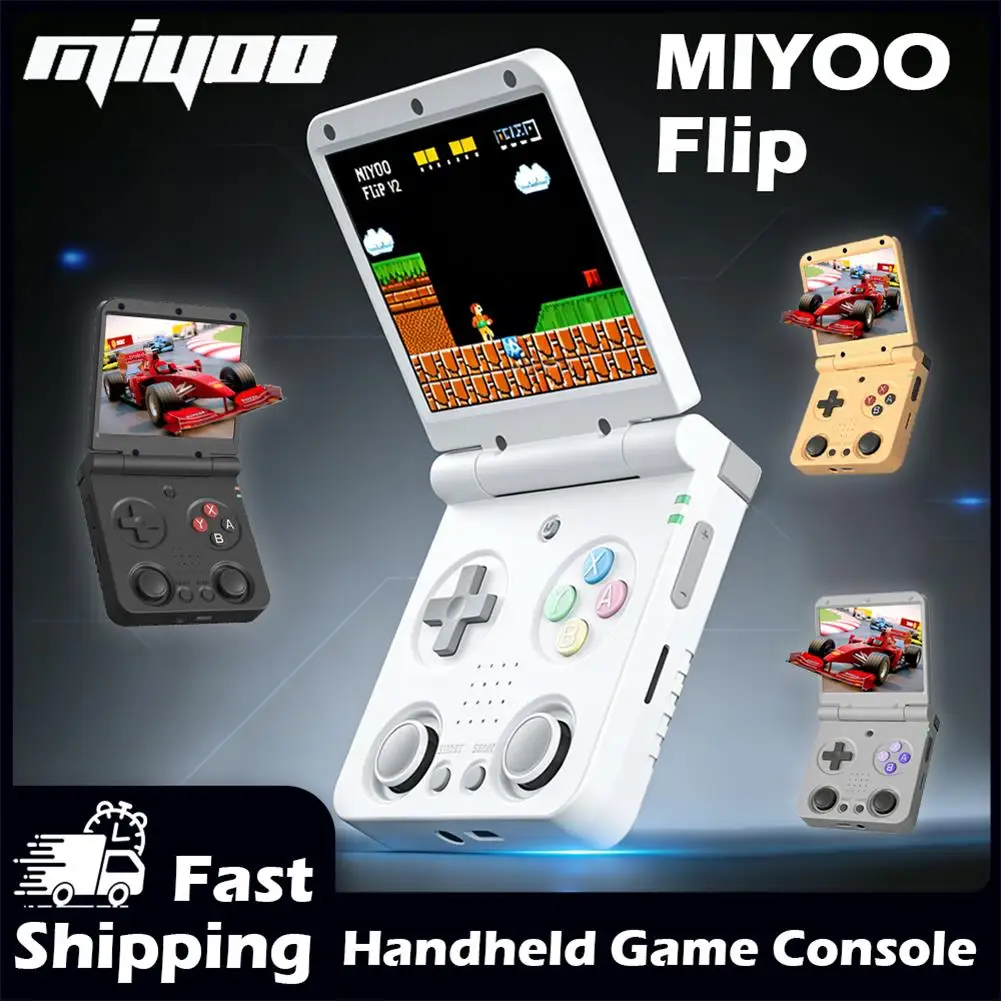 MIYOO Flip V2 Handheld Game Consoles Players 3.5''IPS Screen Linux System Classic Retro Portable Video Game Simulator Gamer Gift