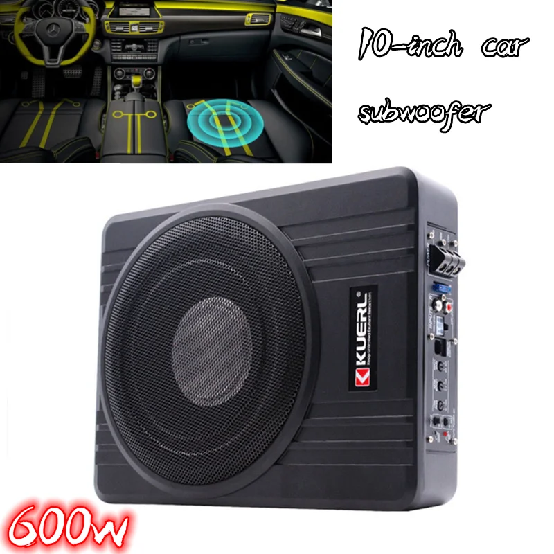 Car Subwoofer Speaker Active Aluminum 12V Professional Car Modification 10 Inch Ultra-thin Pure Bass Audio Under Seat 600W Power