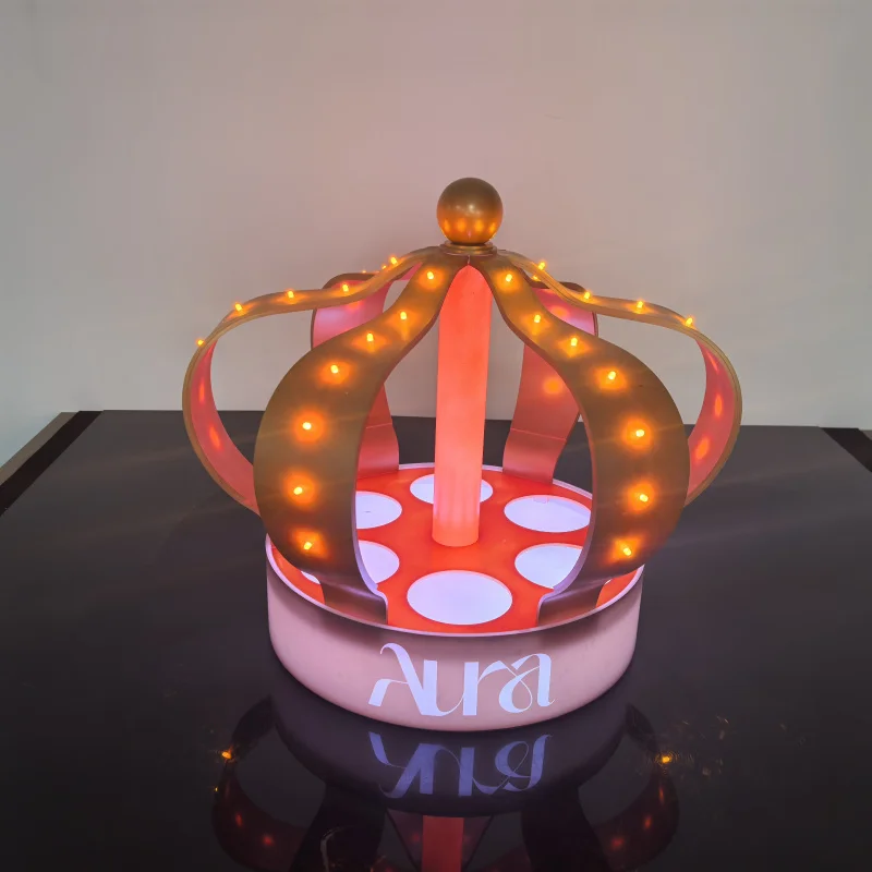 

Перезаряжаемый золотой LED-дисплей-подставка для 6 бутылок с индивидуальной настройкой, для VIP-сервиса и презентации бутылок