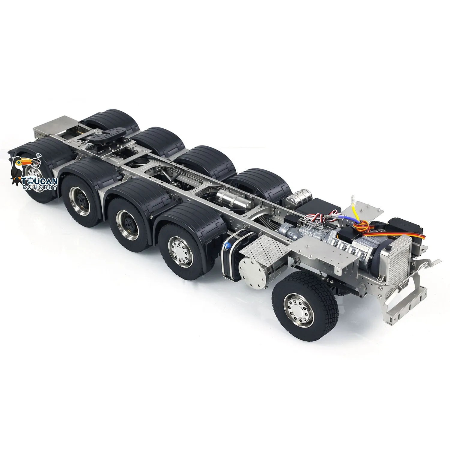 1/14 10x10 5-Axle Metal Chassis Assembled Model for RC Tractor Truck R730 R620 Remote Control Car Vehicle TH23561