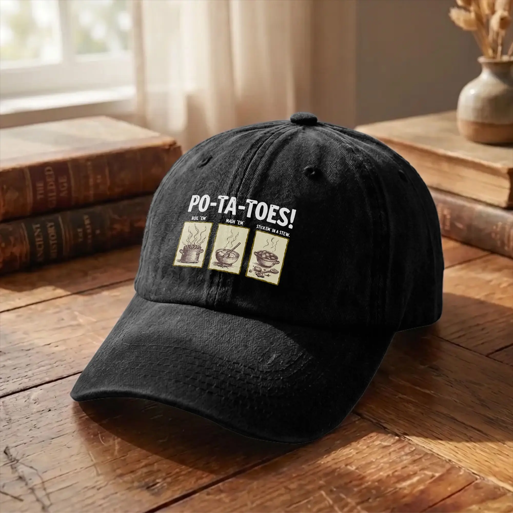 Taters Po-ta-toes Funny Unisex Unstructured Baseball Cap Boil Mash Stick Em Distressed Denim Hats Outdoor Adjustable Snapback