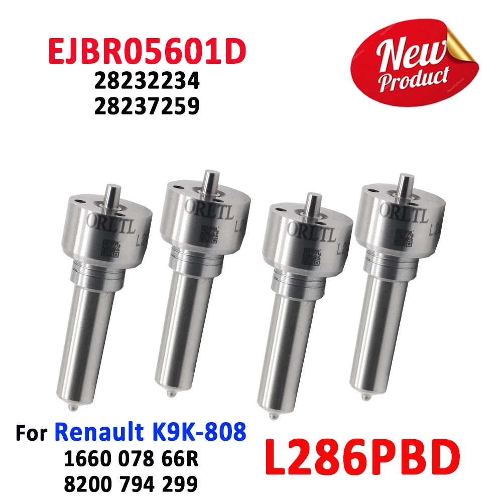 4PCS L286PRD Common Rail Diesel Injector Nozzle Sprayer L286PBD for Delphi Renault K9K-808 Injector EJBR05601D 28232234 28237259