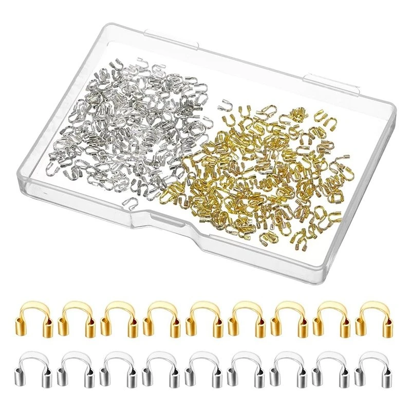 Brass Wire Guardians(400PCS) U Shape Loops For Jewelry Making, Gold And Silver Wire Guard