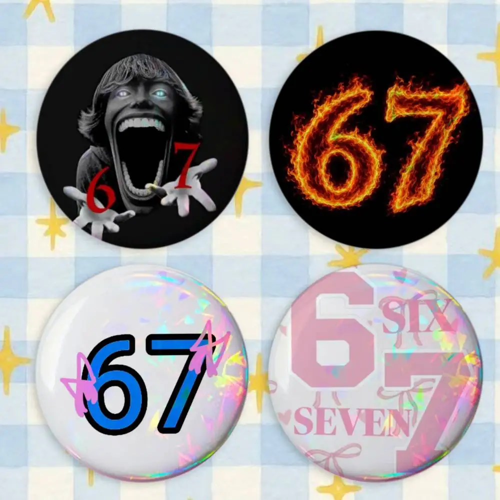 Six Seven 6 7 Brooches Cartoon Badge Pins Backpack Hat Accessories Friend Gift