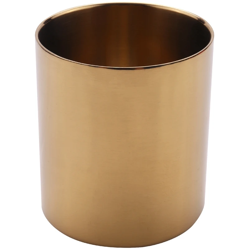 

Gold Flower Vase Pen Holder Desktop Storage Container For House Office - Cylinder