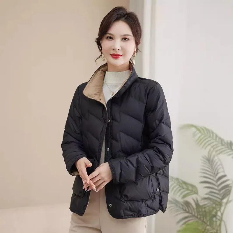 Lightweight Luxury Jackets female korean slim fit Down Coat Women's 2025 Winter fashion stand collar Down Coat Windproof