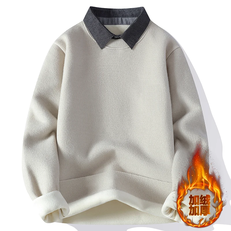 Male Pullover Autumn Fashion Sweater Men's Streetwear Casual Knit Men's Jumpers Spring Sweat-shirt Men Clothing Solid Color