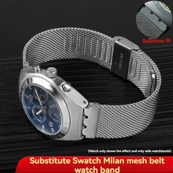 17mm 19mm 20mm 21mm New Milan Breathable mesh Stainless steel watchband  men and women watch strap Replacement strap for Swatch