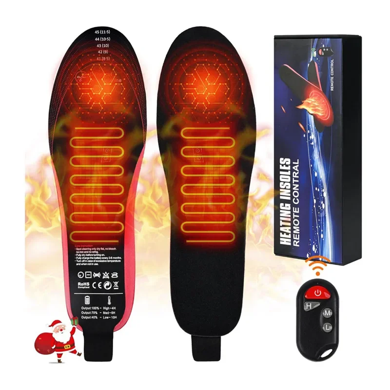 Remote Control Three-speed Electric Heating Insole USB Rechargeable Heating Insole Winter Ski Warming Insole Foot Warmer