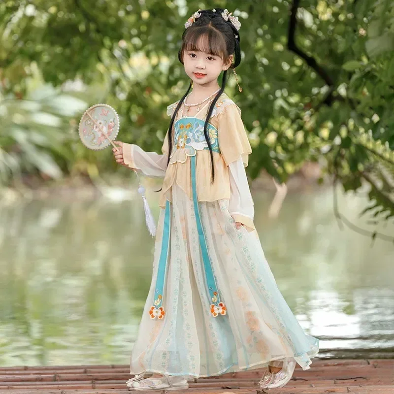 

Traditional Chinese Kids Fairy Costume New Year Outfit For Girl Hanfu Dress Children Chinese Style Embroider Photography Cosplay