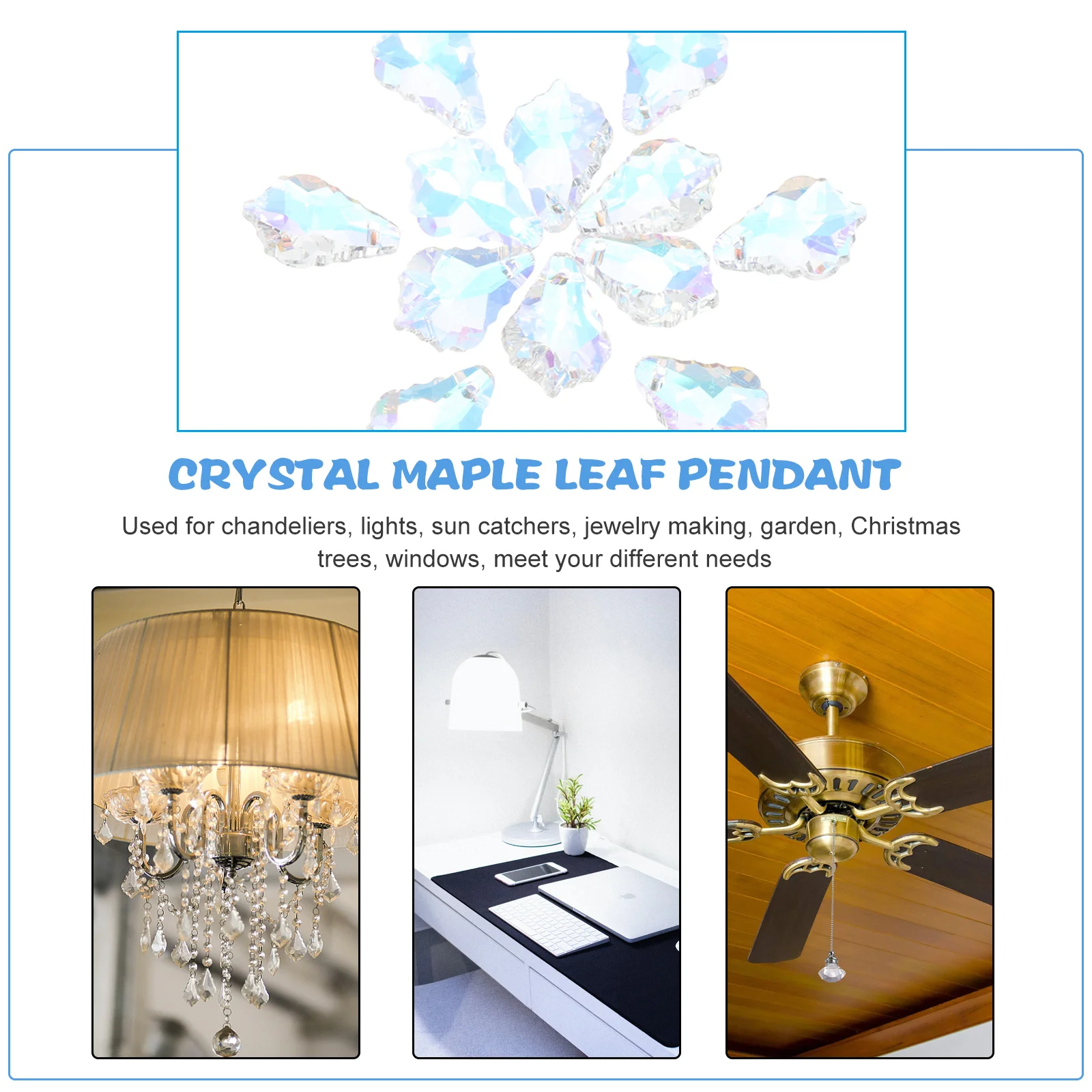 

12Pcs Crystal Maple Leaf Pendants Versatile Suncatchers for Windows Chandeliers Crystal Prisms Lens Balls for Photography