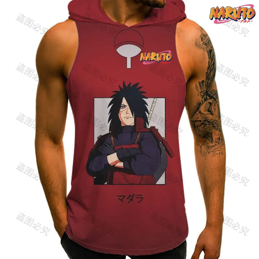 Man Sleeveless Shirt High Quality Hooded Vest Men Clothing Trend Naruto Shirts Harajuku Style Sportswear Essentials Clothes Gym