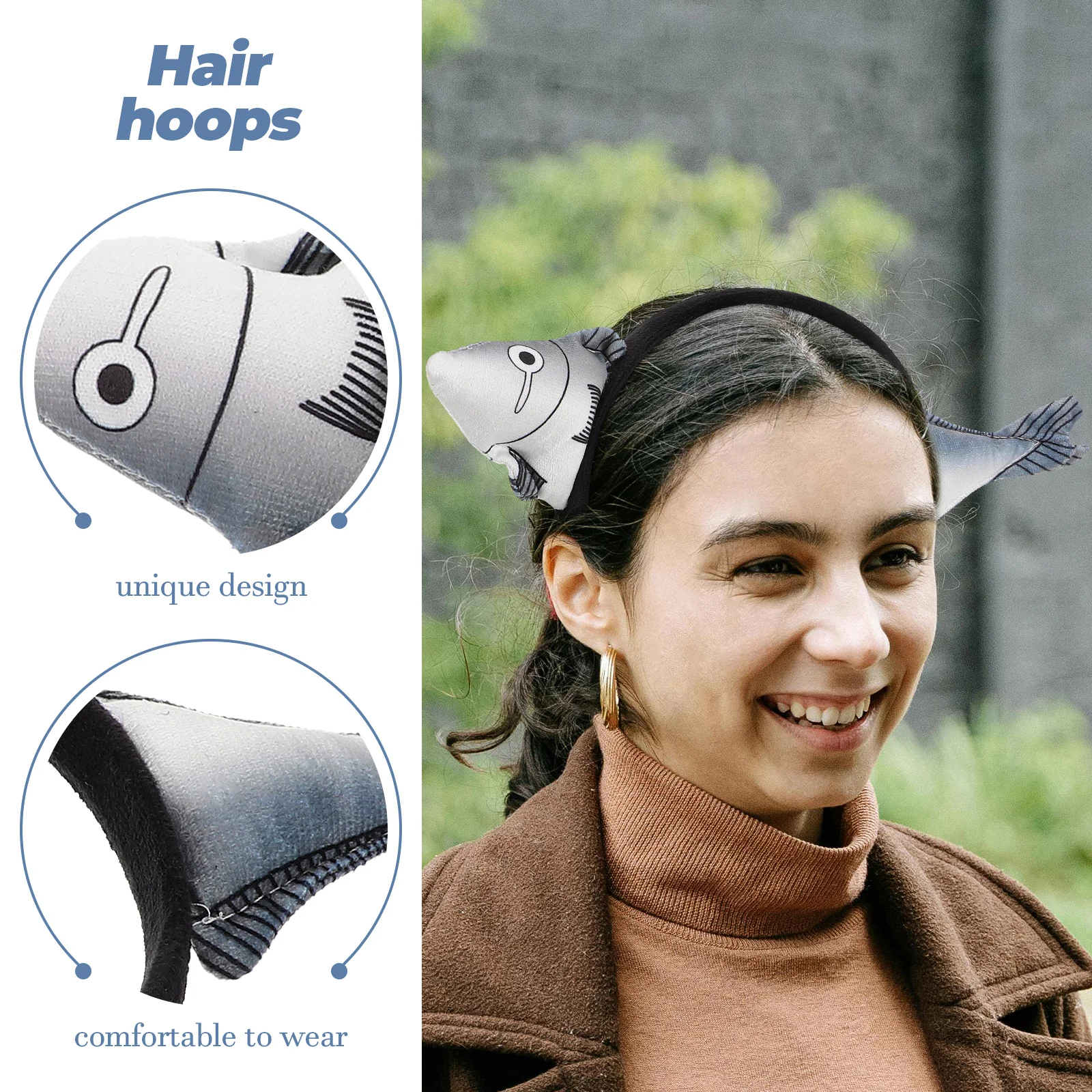 

2 шт., забавные повязки на голову с рыбой, новинка, аксессуары для волос, повязка для волос с соленой рыбой, обруч с ушками животных, вечерние макияж, мытье лица, головной убор, фото