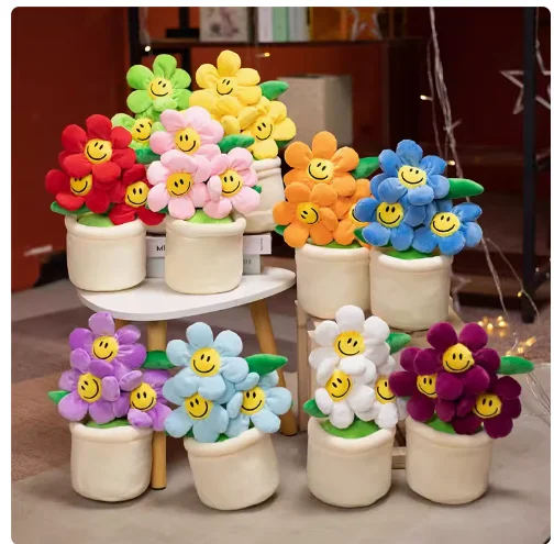 

New Arrival 30cm Sunflower Home Furnishings Plush Toy Simulation Small Flower Pot Doll Doll Fun Educational Pillow Gift