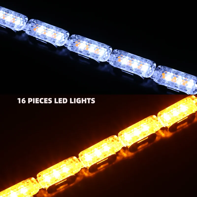 2pcs Flexible Car Dynamic LED Daytime Running Light Strip White Turn Signal Yellow Strips Flowing Light for Car 12V Headlights