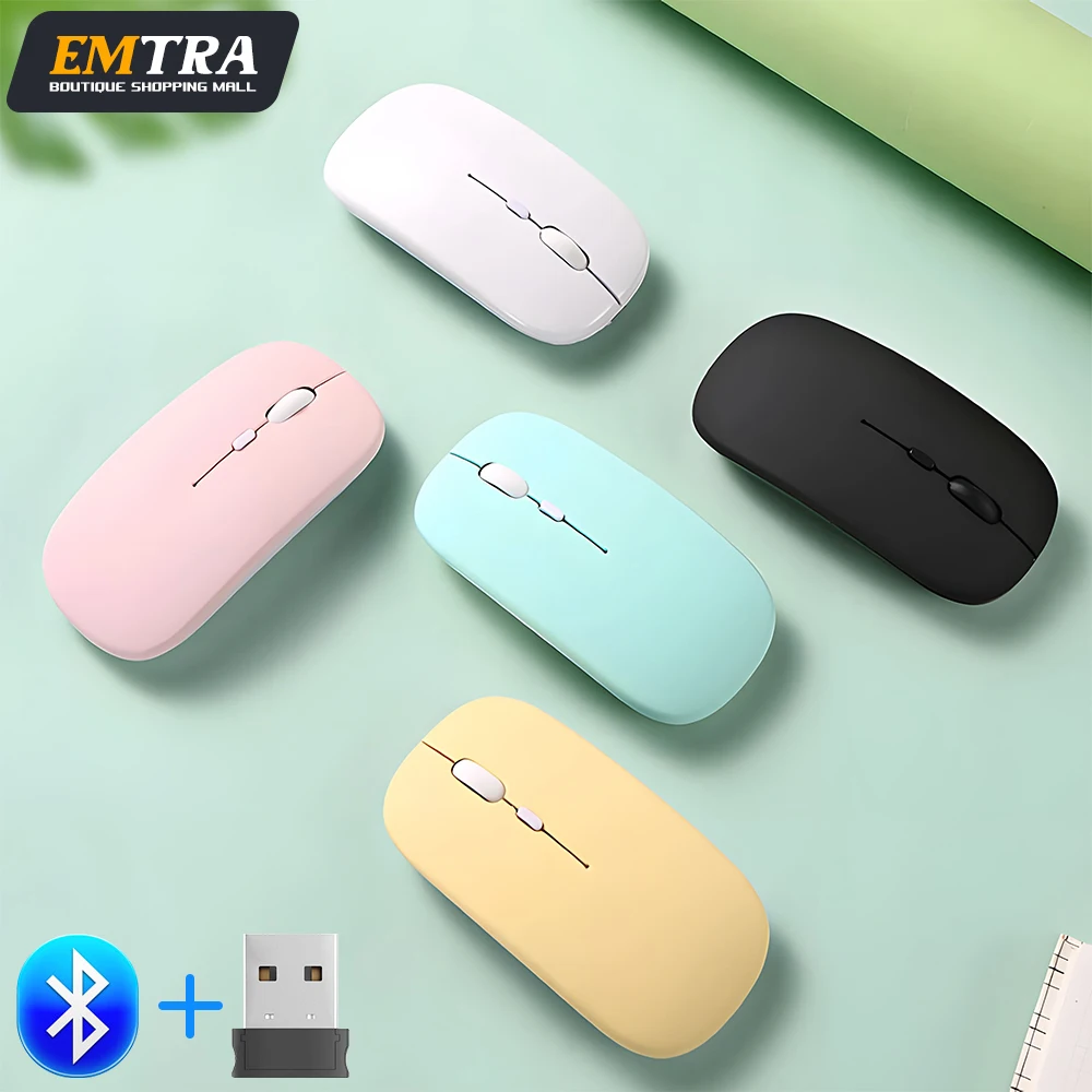 Mouse Bluetooth sem fio recarregável, Ratos ergonômicos silenciosos portáteis para computador iPad, laptop, tablet, telefone, jogos de escritório