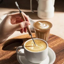 1PCS Barista Accessories Double Head Wooden Coffee Art Needle for Latte Art Pencil for Coffee Coffeeware