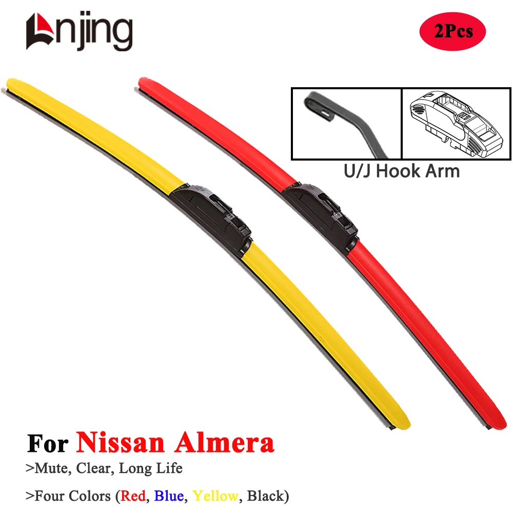 

LNJING Colorful Wiper Blades For Nissan Almera Classic Tino B10 N15 N16 N18 2006 2011 2017 2019 2022 2023 2024 Car Accessories