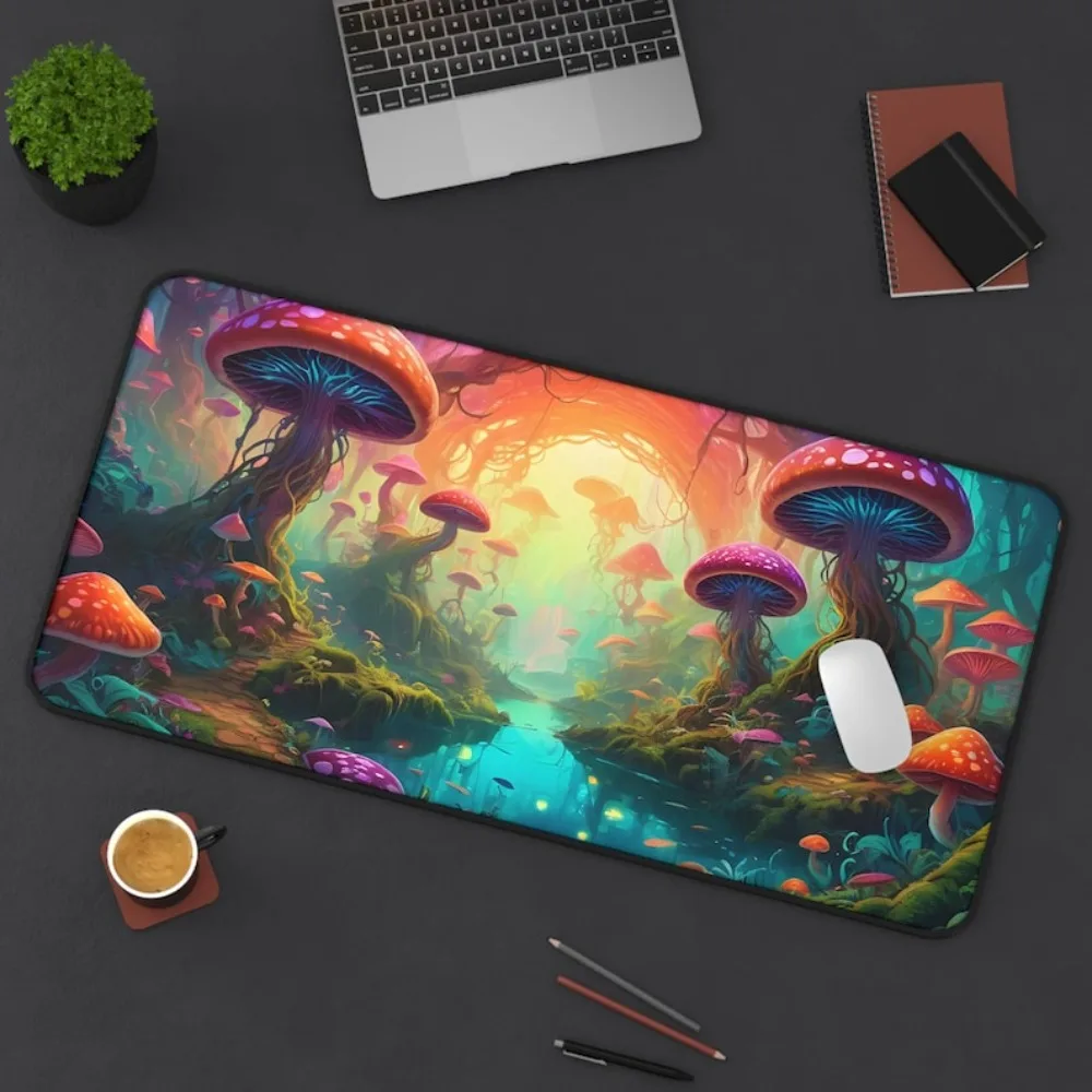 

Colorful mushroom pattern mouse pad, computer mechanical keyboard, high-definition printed anti-slip rubber, suitable for gamers