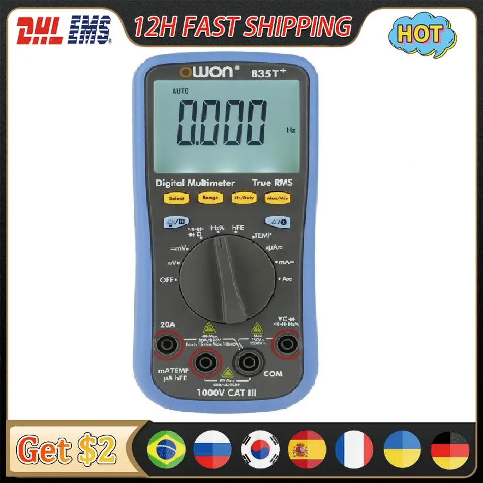 

Original Owon B35T+ Digital Multimeter True-rms Auto Range BT Voltmeter Current Voltage Ammeter Ohmmeter Tester Multimetro