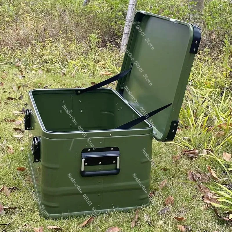 Large Aluminum Storage Box, Waterproof Camping Trunk with Lock, Extra Large Outdoor Tool Chest for Overlanding