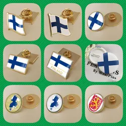 Finland Finns Map Flag National Emblem National Flower Brooches Badges Lapel Pins