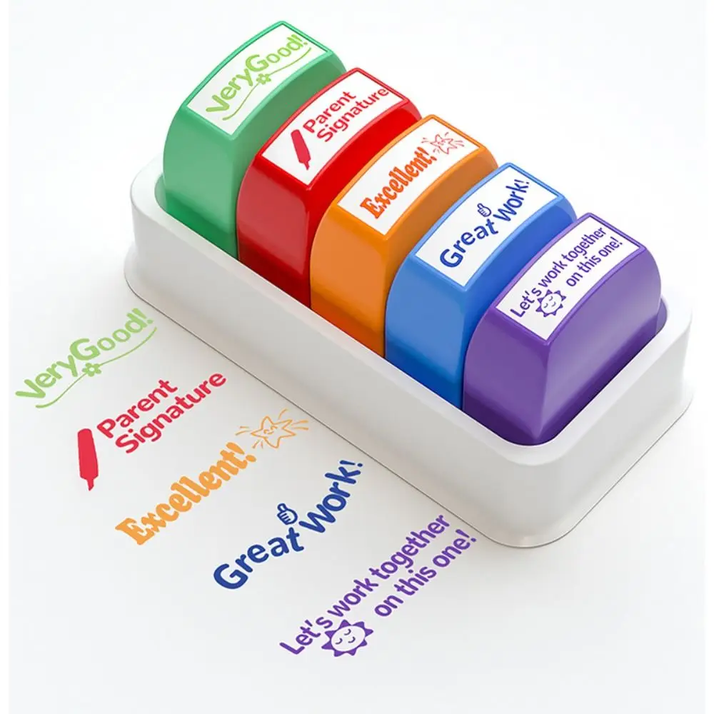 8 pcs/set 5 pcs/set Teachers Encourage Graded Classroom Stamps Student Praise ABS Teacher Auto-Refilling Stamp Set