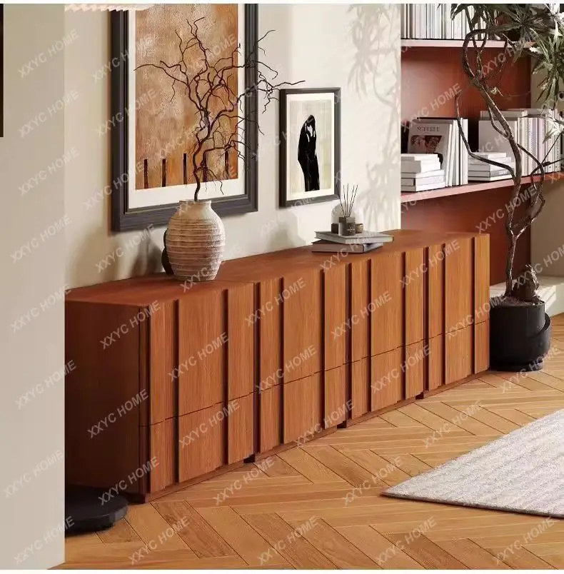 SSSolid wood bedroom bedside table living room retro storage module combination cabinet
