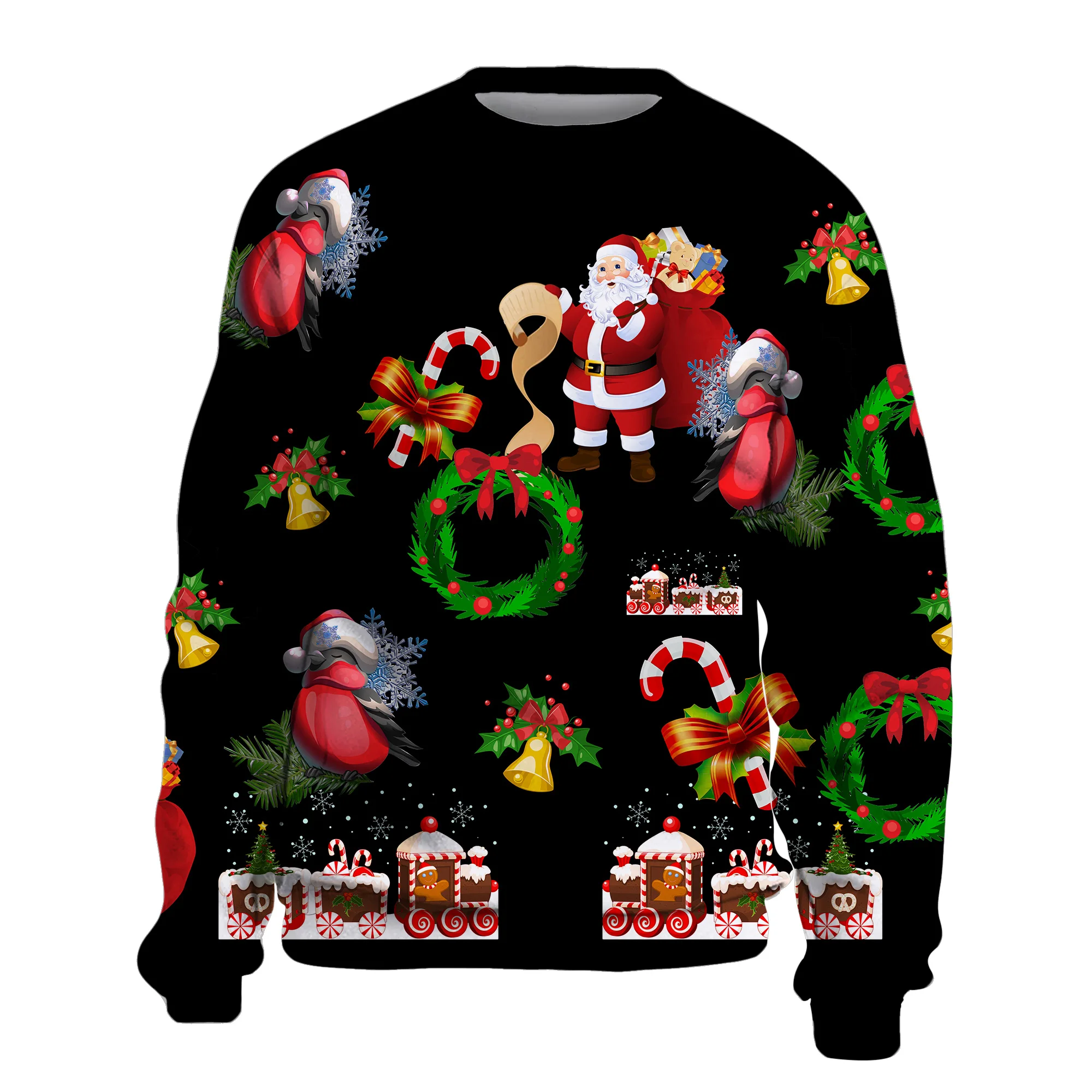 

Fashion Winter Santa Claus Christmas men Sweater Funny 3D Cartoons Printing Casual Round Neck christmas sweater women Pullover