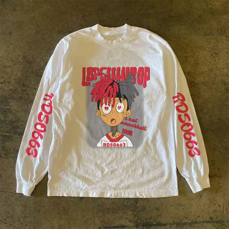 

Футболка унисекс с длинным рукавом из 100% хлопка, плотность 300 г/м², с принтом, в стиле High Street Fashion, Xiaocheng Story, мультибрендовая одежда