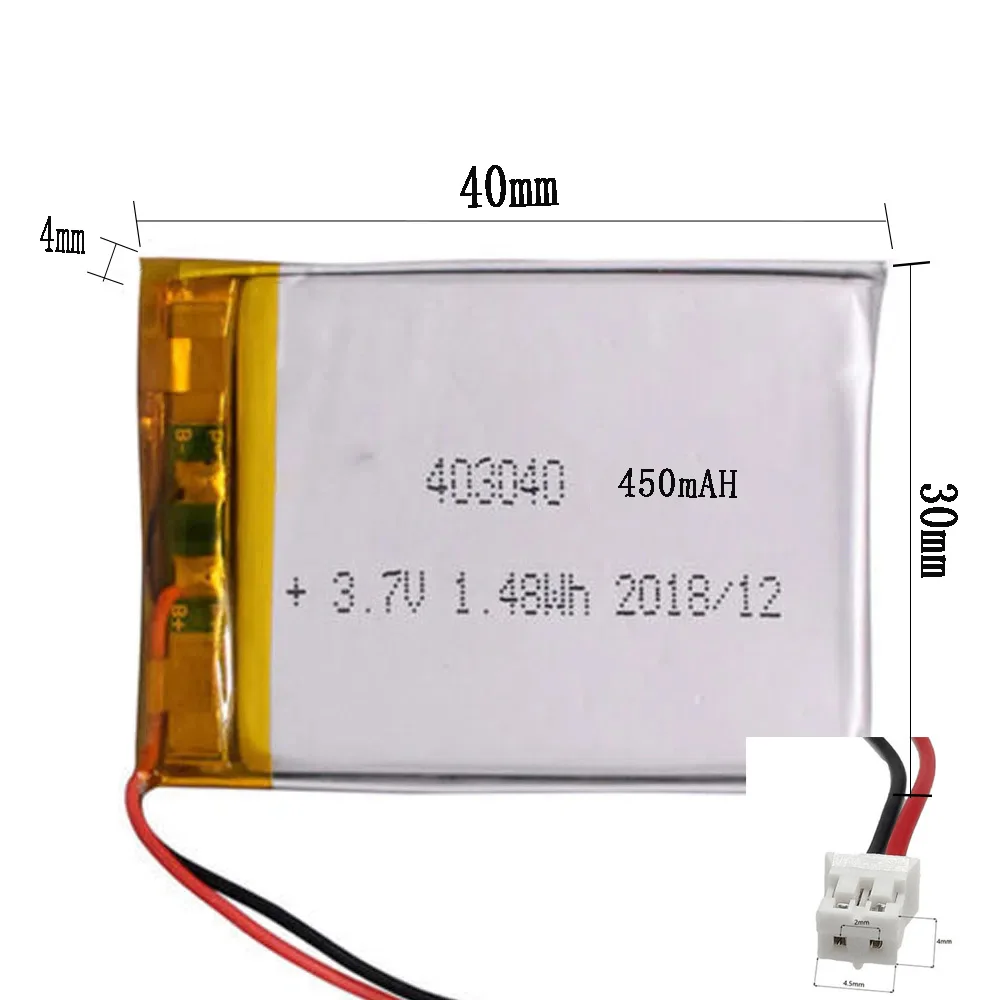 Rechargeable 3.7V 450Mah 403040   Polymer Ion Battery For GPS MOBILE POWER MP3 SMART WATCH MP289 CHARGING TREASURE POWER