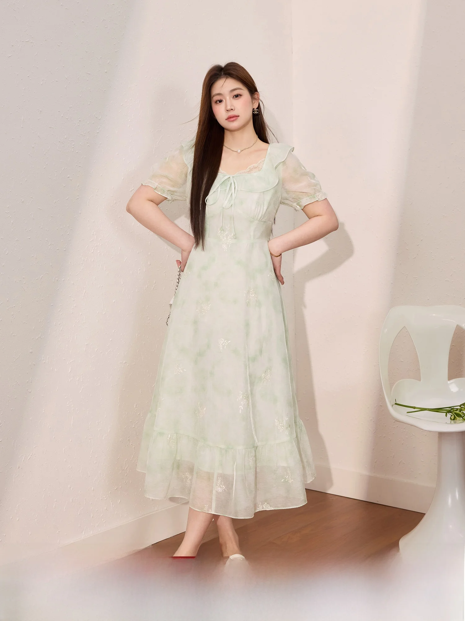 

Blue Language Large Size Women's Ele Fre adient Embroidered Dr Summer Unique Beautiful Slim A-Line Skirt