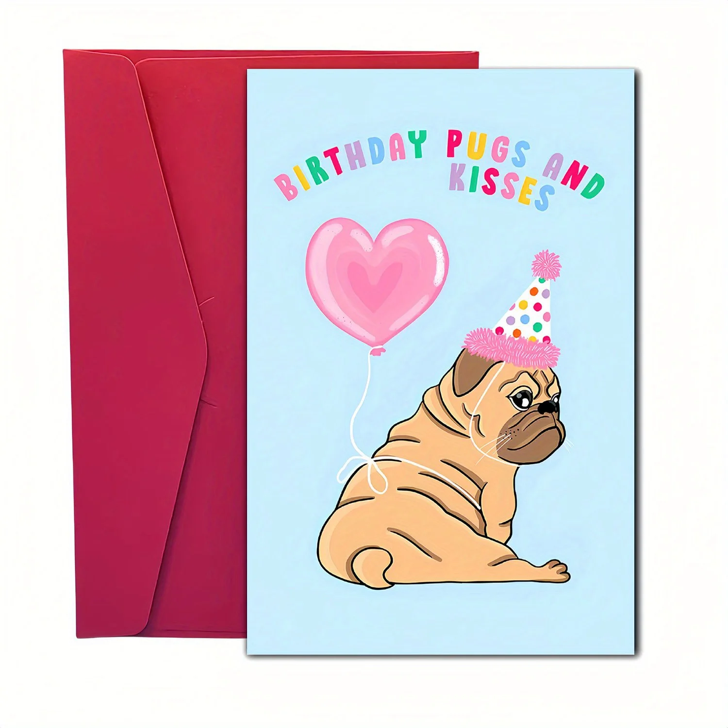 A fun and creative birthday card, cute birthday card, featuring a dog and kiss, with interesting text and humorous graphics