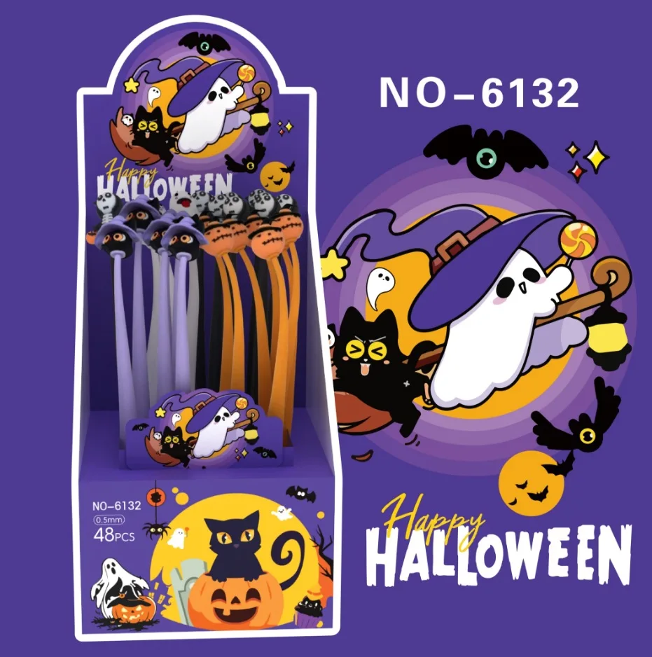 

12 Pcs New Creative Halloween Rocking Music Neutral Pen,Cute Cartoon Black Fountain Pen,High-value Student Writing Supplies