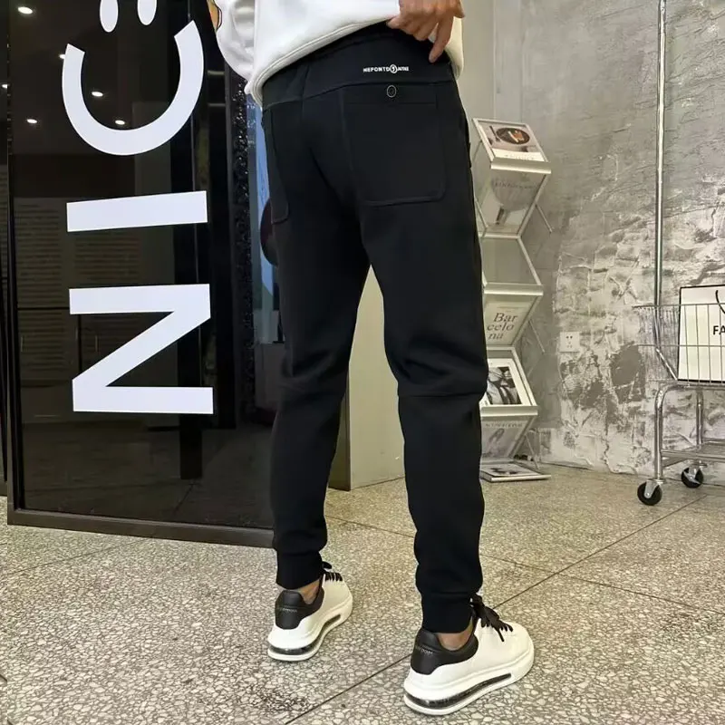 

Мужские спортивные брюки больших размеров, осенняя новинка, модные, облегающие, с манжетами, повседневные, дышащие, из смесового хлопка и полиэстера